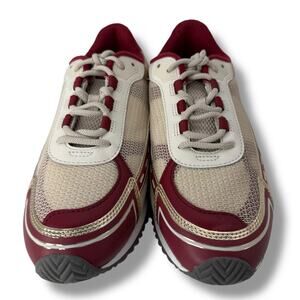 NEW Michael Kors Sneakers Size 9.5 Cream Red Lace Up Athletic Athleisure Shoes